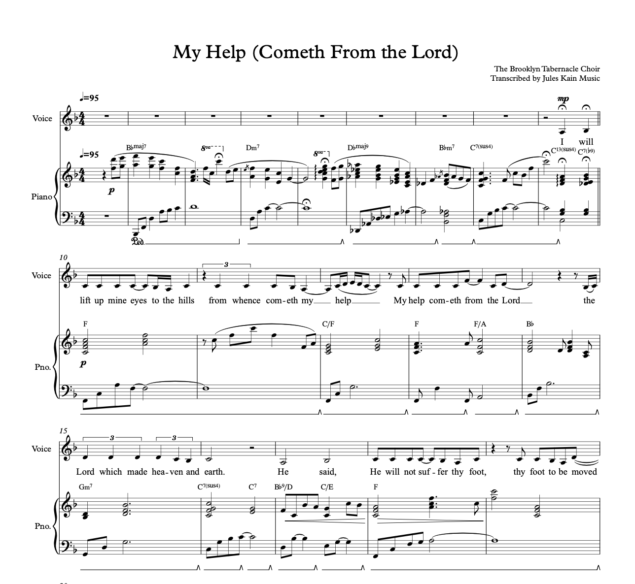 My Help - Brooklyn Tabernacle - Sheet Music — Jules Kain Music